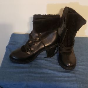 Fur Leather Booties (sz 10)